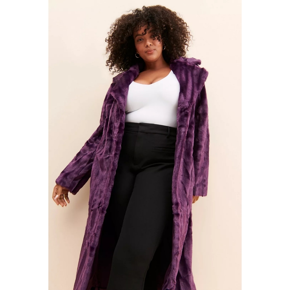 Unreal Fur‎ Anthropologie Faux Fur Underground Coat Purple Women's Medium